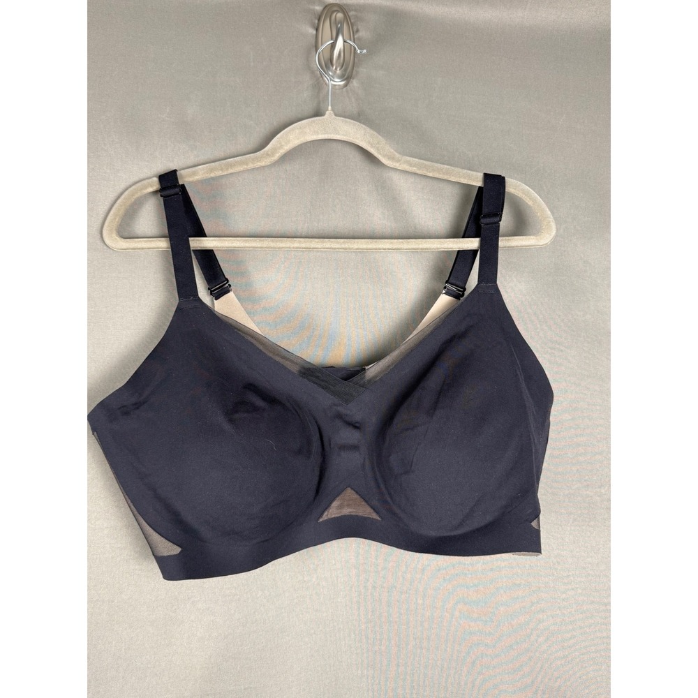 Honeylove Crossover Bra Womens 2X Black Wireless Mesh Support Shapewear